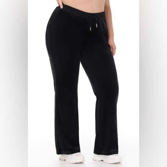 NWT Juicy Couture‎ Black OG Big Bling Velour Track Pant 1X Plus Size Pull On Y2K - Picture 1 of 16